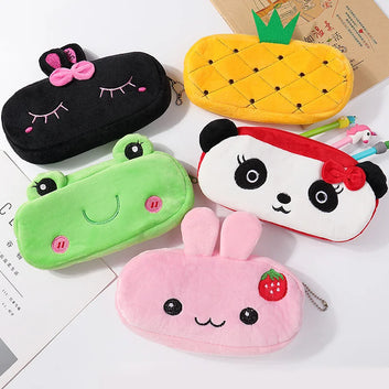 Cute Cartoon Plush Pencil Case Coin Purse Zipper Pouch