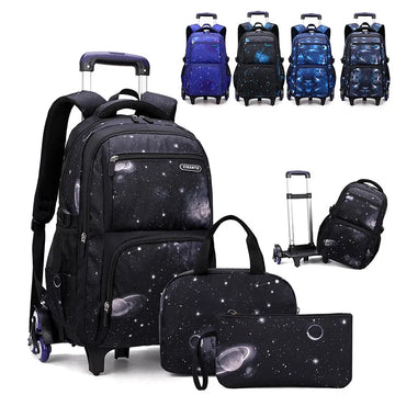 Boys Rolling School Backpack with Wheels Trolley