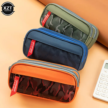 Double Zipper Camouflage Pencil Case