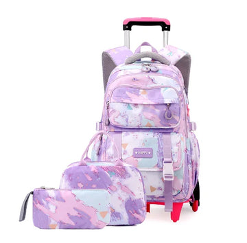 Girls Rolling School Backpack Trolley Bag