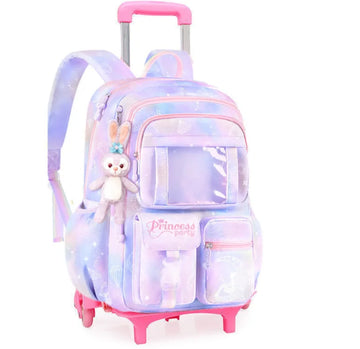 Girls Rolling School Backpack Trolley Bag