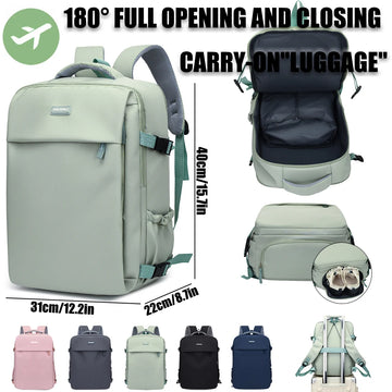 180° Full Open Travel Backpack Nylon Laptop Bag