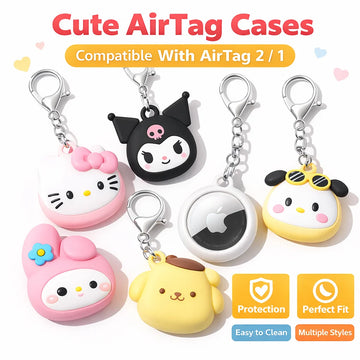 Cute Silicone AirTag Case Shockproof Cartoon Keychain Cover