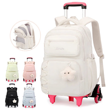 Girls Rolling School Backpack with Wheels