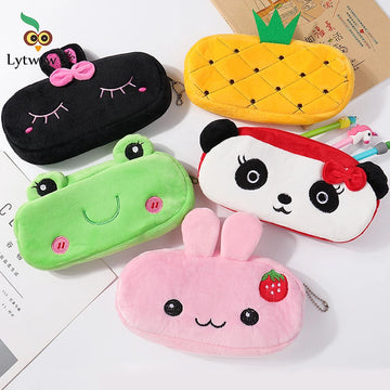 Cute Cartoon Plush Pencil Case Coin Purse Zipper Pouch