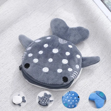 Cute Plush Whale Coin Purse Soft Cartoon Zipper Wallet