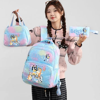 Kids Cartoon School Backpack Set 3-in-1 with Lunch Bag & Pencil Case Large Capacity