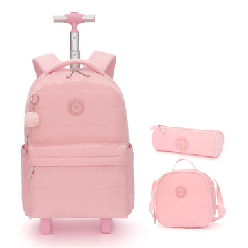 Girls Rolling School Backpack Set