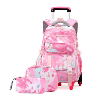 Girls Rolling School Backpack Trolley Bag