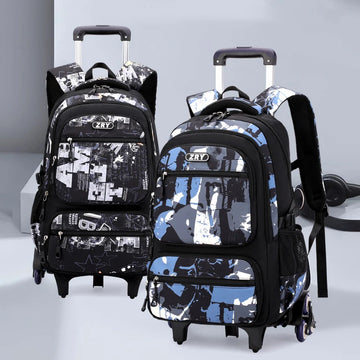 Boys Rolling School Backpack with Wheels Large Capacity Trolley