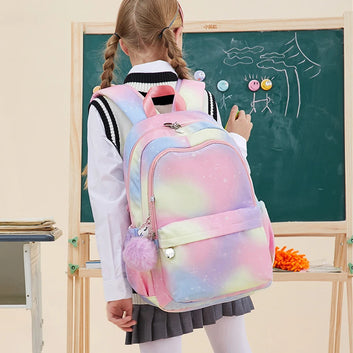 Rainbow Print Girls School Backpack